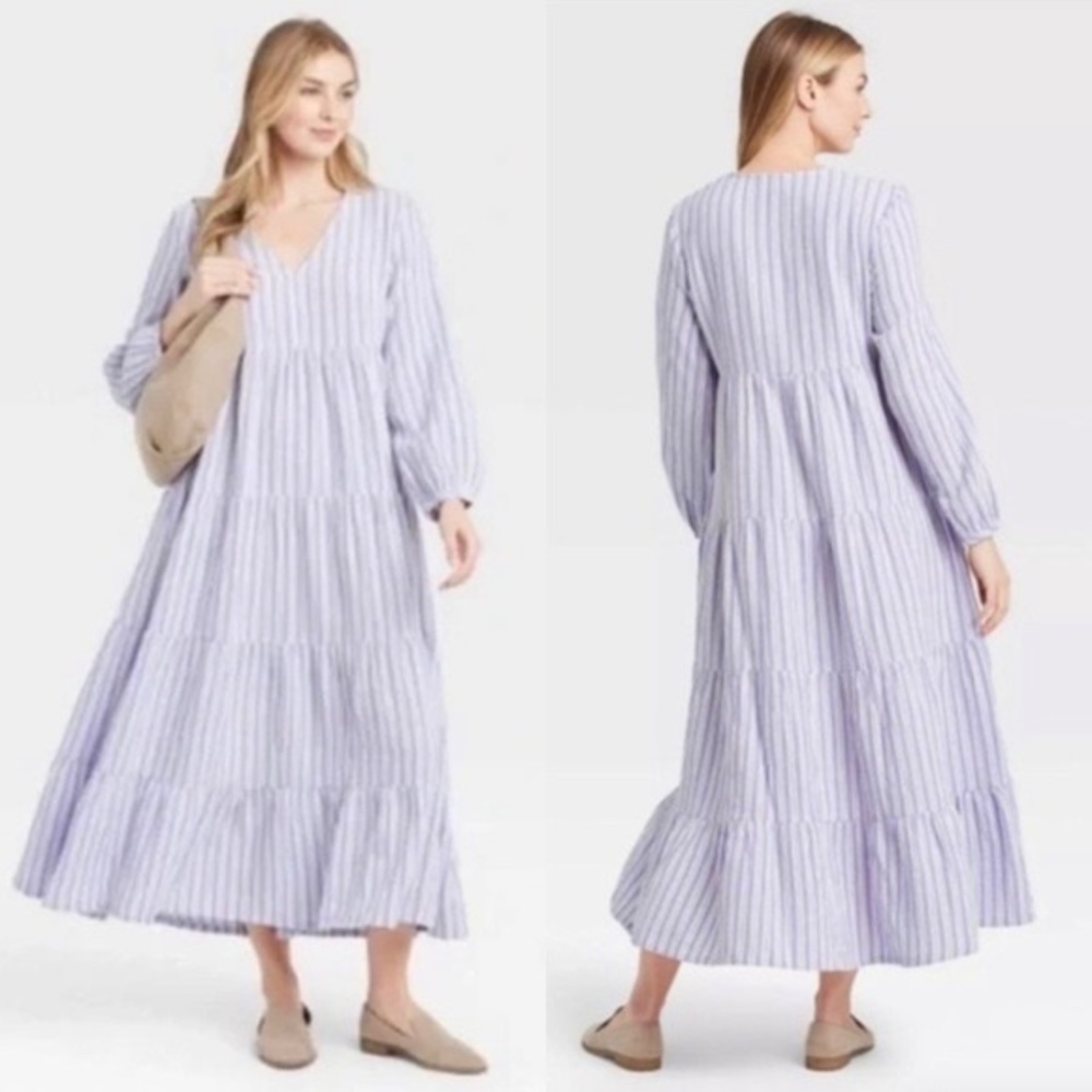 Target Universal Threads Longsleeve Striped Dress | Lilac and White